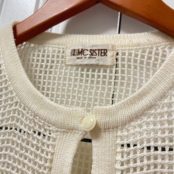 Vintage Sheer Square Crochet Cardigan Ivory – XS - Picture 3 of 11